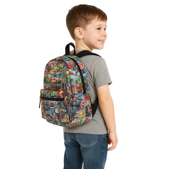 Marvel Avengers Comic Strip Backpack Hulk, Iron Man, Thor, Captain America - Picture 1 of 8